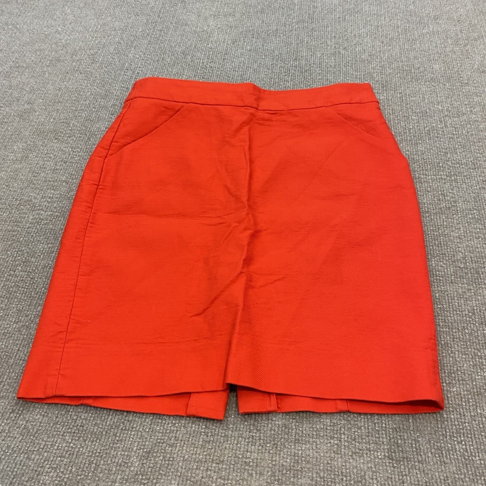 J.Crew Skirt Womens 6P Red Cotton Pencil Knee Length Pockets Workwear Office